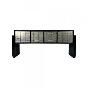 Credenza Mid-Century Modern in Foglia Argento e Lacca Nera, '50